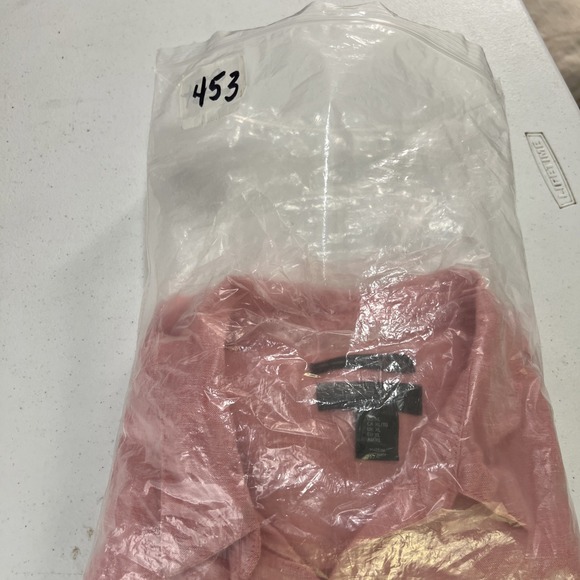 Tahari Linen Flax Shirt Dress Womens XL Button Up Shift Short Sleeve Pink Beach - Picture 14 of 14